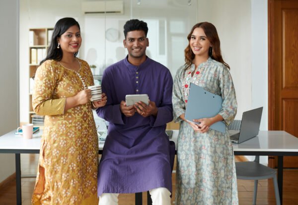 Business Team in Traditional Clothes